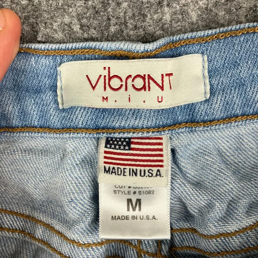 Vibrant M.I.U. Denim Girls Shorts Medium Light Wash Distressed Cutoff Frayed 24